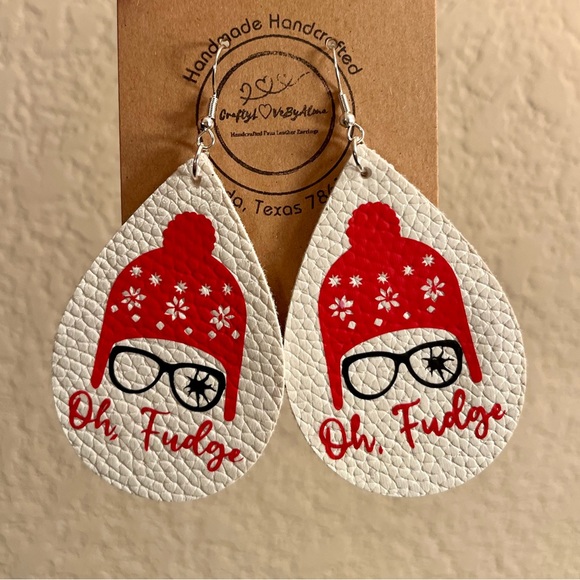 Oh, Fudge! Handmade & Handcrafted Faux Leather Women’s Earrings - Picture 4 of 6